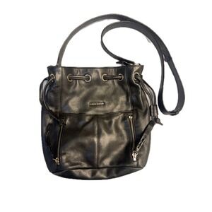 COLE HAAN Leather Drawstring Bucket Bag Crossbody Shoulder Bag Purse‎